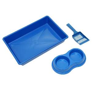 KIT BANDEJA 03 PECAS GATO AZUL