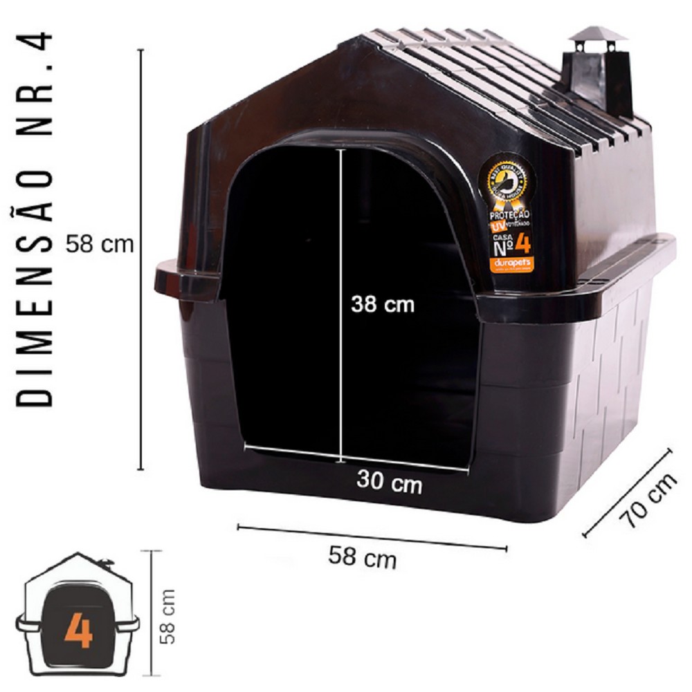 CASA DE CACHORRO DURAHOUSE N.4 - PRETA