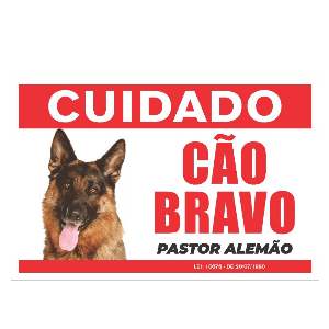 PLACA PVC CUIDADO CAO PASTOR ALEMAO 30C