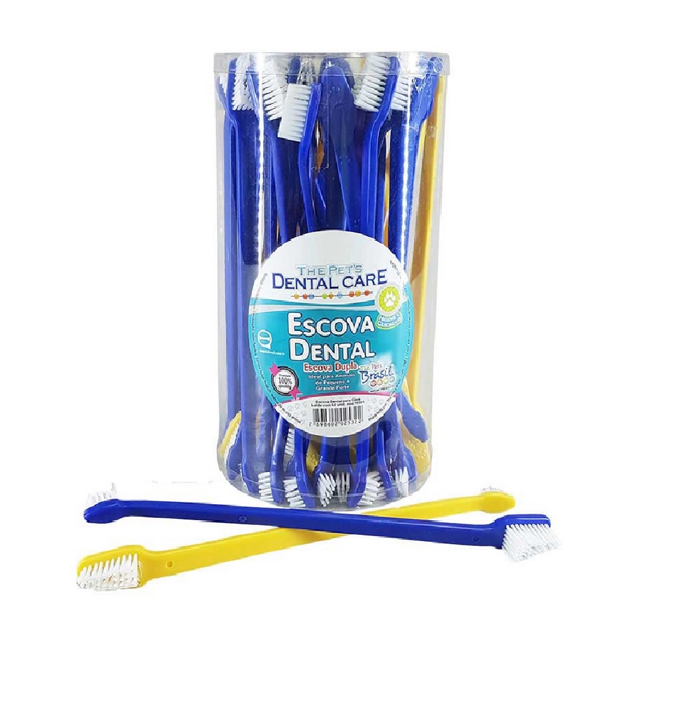 ESCOVA DENTAL DUPLA PARA CACHORRO - POTE